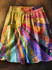 Women's Colorful Sunshine Print Pocket Cotton Dress