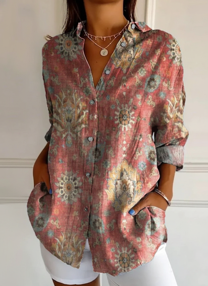 Women's Retro Ethnic Pattern Print Casual Sweatshirt-1