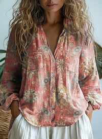 Women's Retro Ethnic Pattern Print Casual Sweatshirt-1