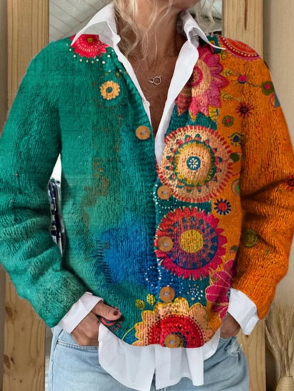 Vintage Love And Peace Flower Art Print Casual Sweatshirt