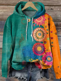 Vintage Love And Peace Flower Art Print Casual Sweatshirt