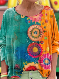 Vintage Love And Peace Flower Art Print Casual Sweatshirt