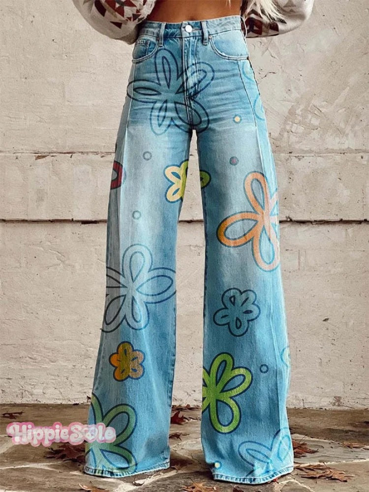 Women's Colorful Tie Dye Print Casual Wide Leg Pants