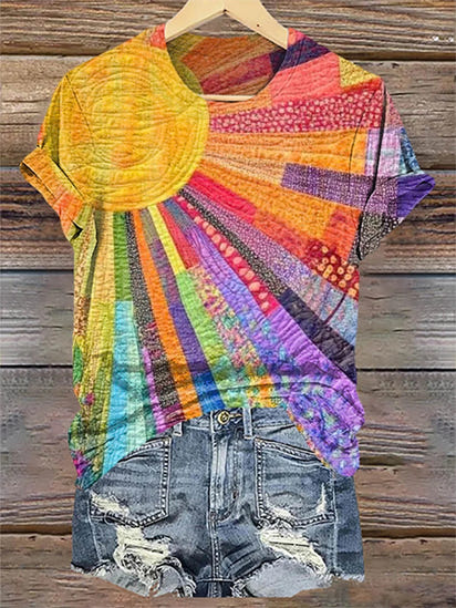 Colorful Sun Collage Art Print Casual Zip Pullover/Hoodie Sweatshirt