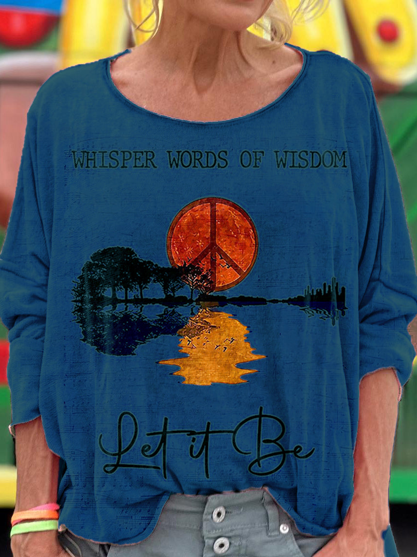 Women's Hippie Whisper Words Of Wisdom Print Casual Long Sleeve T-shirt