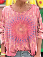 Women's Colorful Kaleidoscope Hippie Print Long Sleeve Shirt