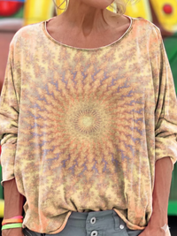 Women's Colorful Kaleidoscope Hippie Print Long Sleeve Shirt