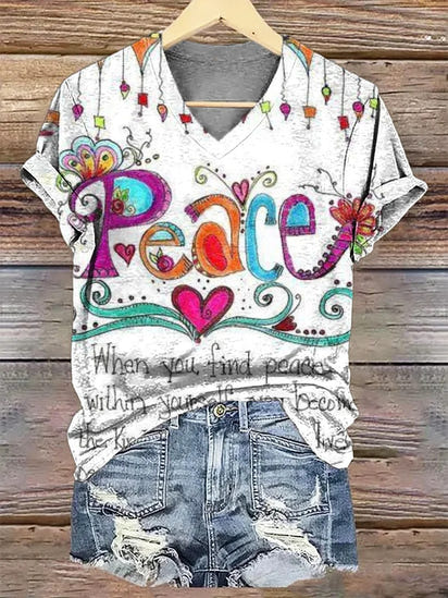 Women's Art Painting Hippie Print Half Sleeve Top