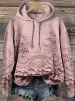 Women's Floral Textured Art Patterns Prints Casual Pocket Hooded Sweatshirt