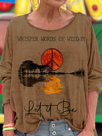 Women's Hippie Whisper Words Of Wisdom Print Casual Long Sleeve T-shirt