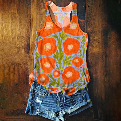 Women's Floral Pattern Art Print Casual Cotton Linen Shirt