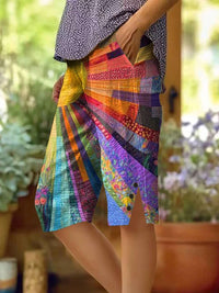 Women's Colorful Sunshine Print Pocket Cotton Dress