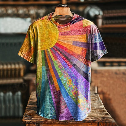 Women's Colorful Sunshine Print Pocket Cotton Dress