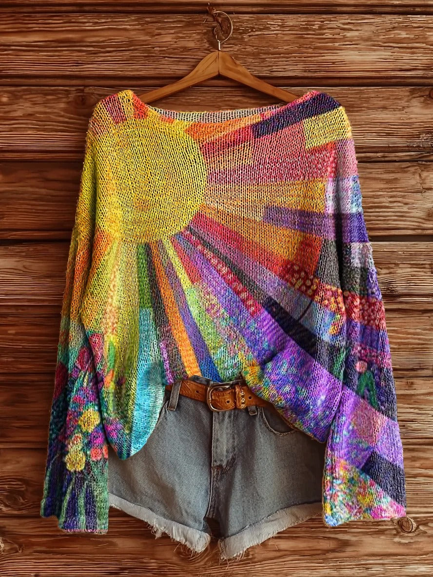 Women's Colorful Sunshine Print Pocket Cotton Dress