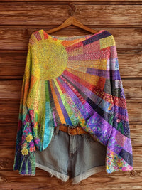 Women's Colorful Sunshine Print Pocket Cotton Dress