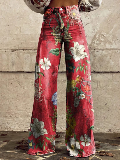 Women's Colorful Tie Dye Print Casual Wide Leg Pants