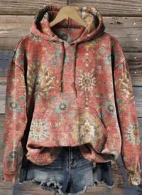 Women's Retro Ethnic Pattern Print Casual Sweatshirt-1