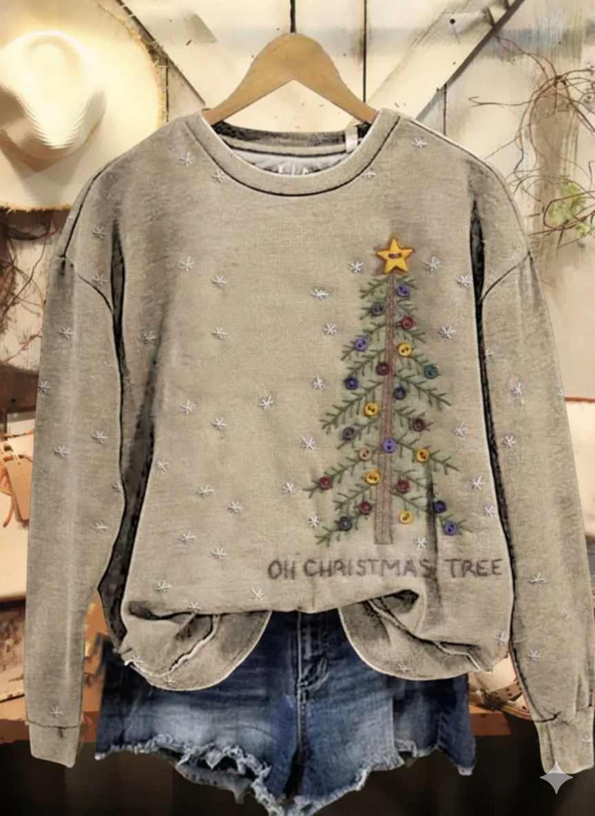 Retro Christmas Tree Casual Sweatshirt