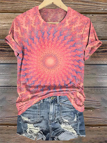 Women's Colorful Kaleidoscope Hippie Print Long Sleeve Shirt